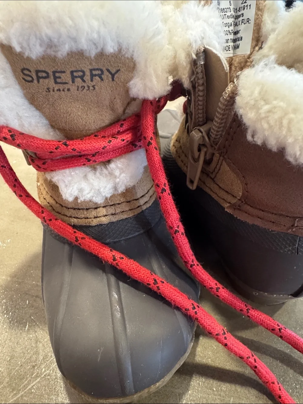 Sperry Infant/Toddler Alpine Saltwater Jr. Duck Boots in Brown, Tan and Red